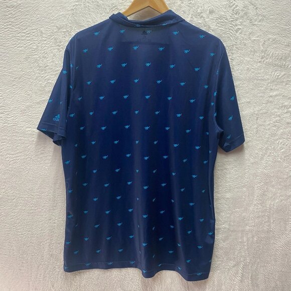 Adidas Prime Green Polo Shirt Men XL Navy Pony Print Performance Golf Athleisure - Picture 4 of 11